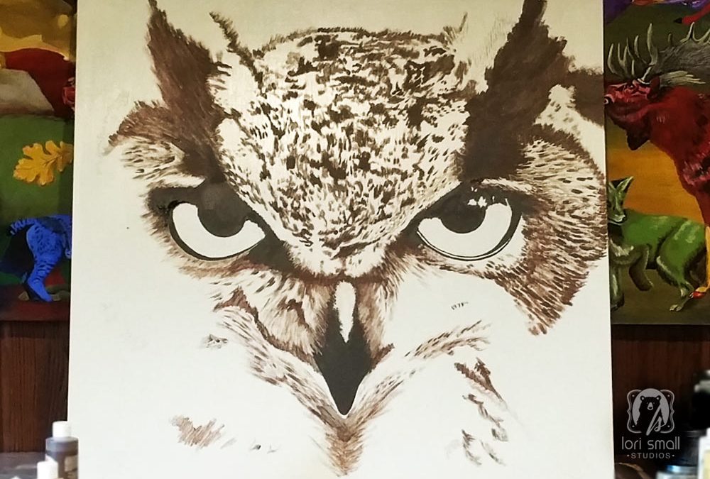 Owl painting by Lori Small Studios